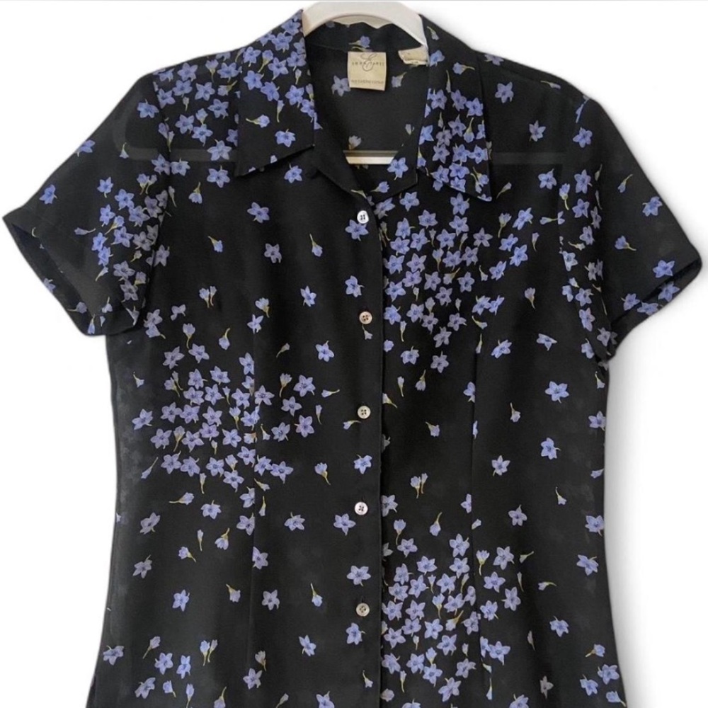 Floral Black and Blue Women's Top